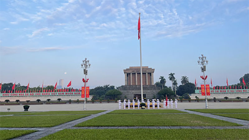 The flag-raising and lowering ceremony