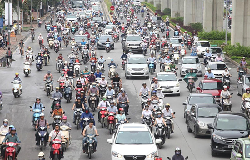 The main means of transport in Vietnam is motorbike